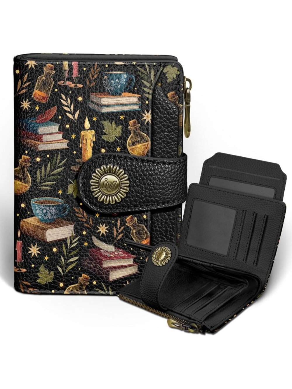 〽️Women Art Abstract PU Leather RFID Blocking Bifold Wallet 14 Card Slots, Cash